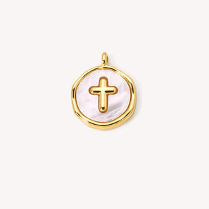 White Shell Cross Charm
