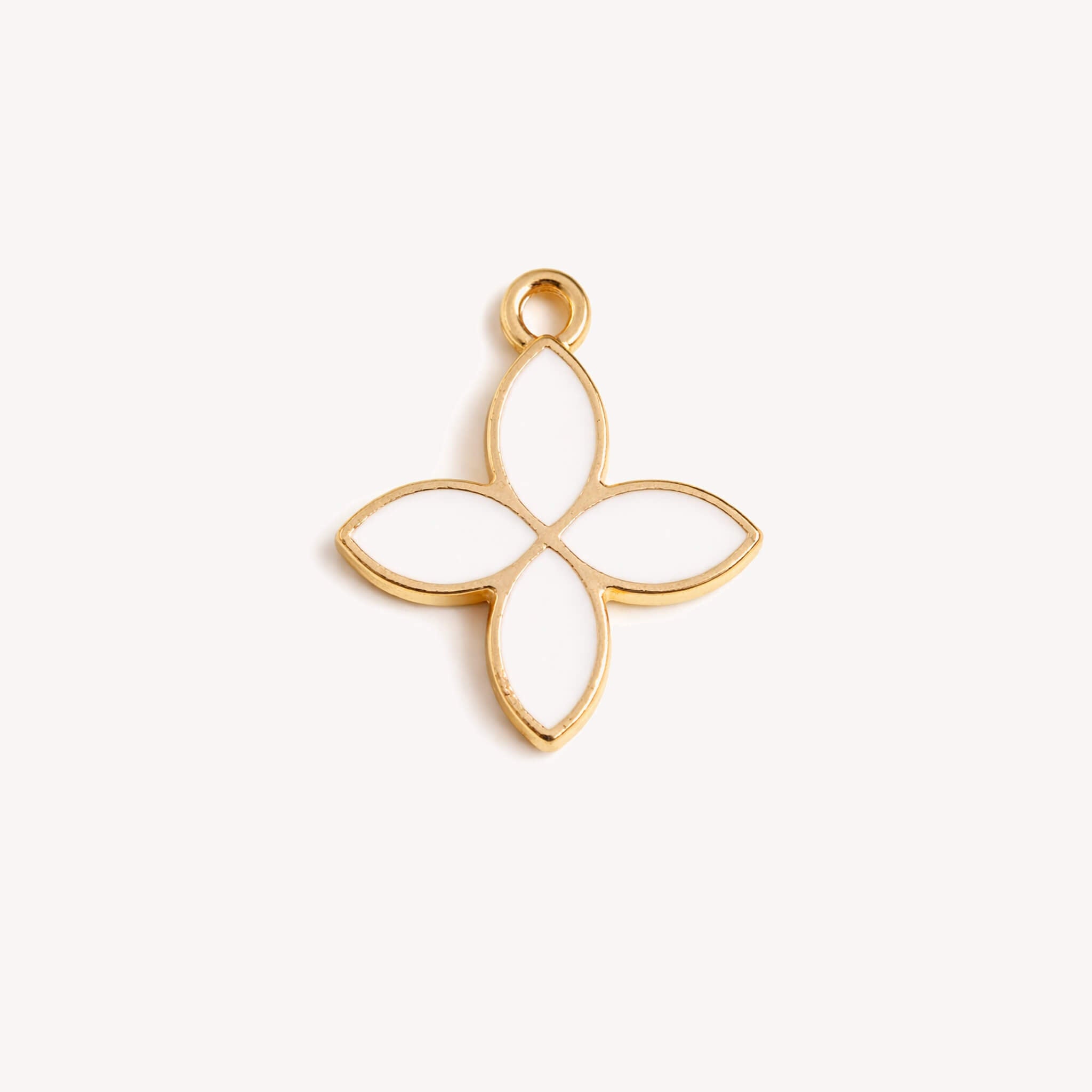 White Four-Leaf Flower Charm
