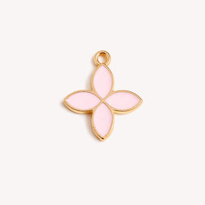 Pink Four-Leaf Flower Charm