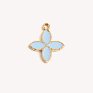 Blue Four-Leaf Flower Charm