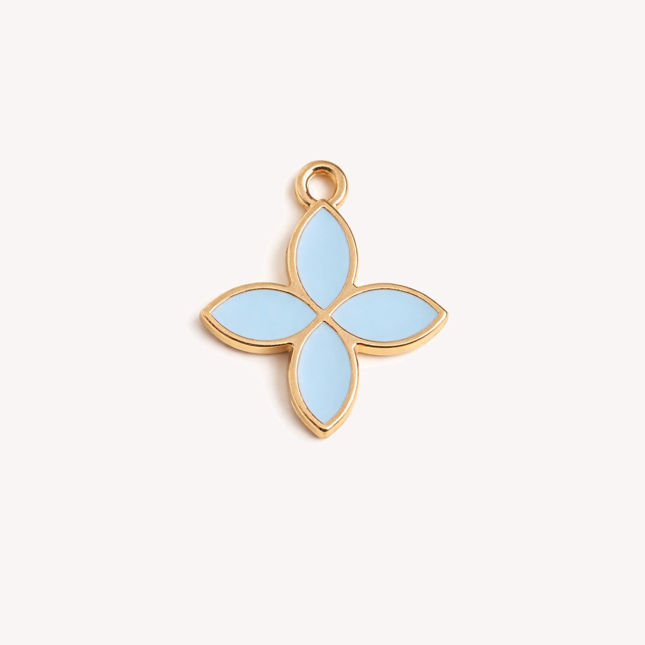 Blue Four-Leaf Flower Charm