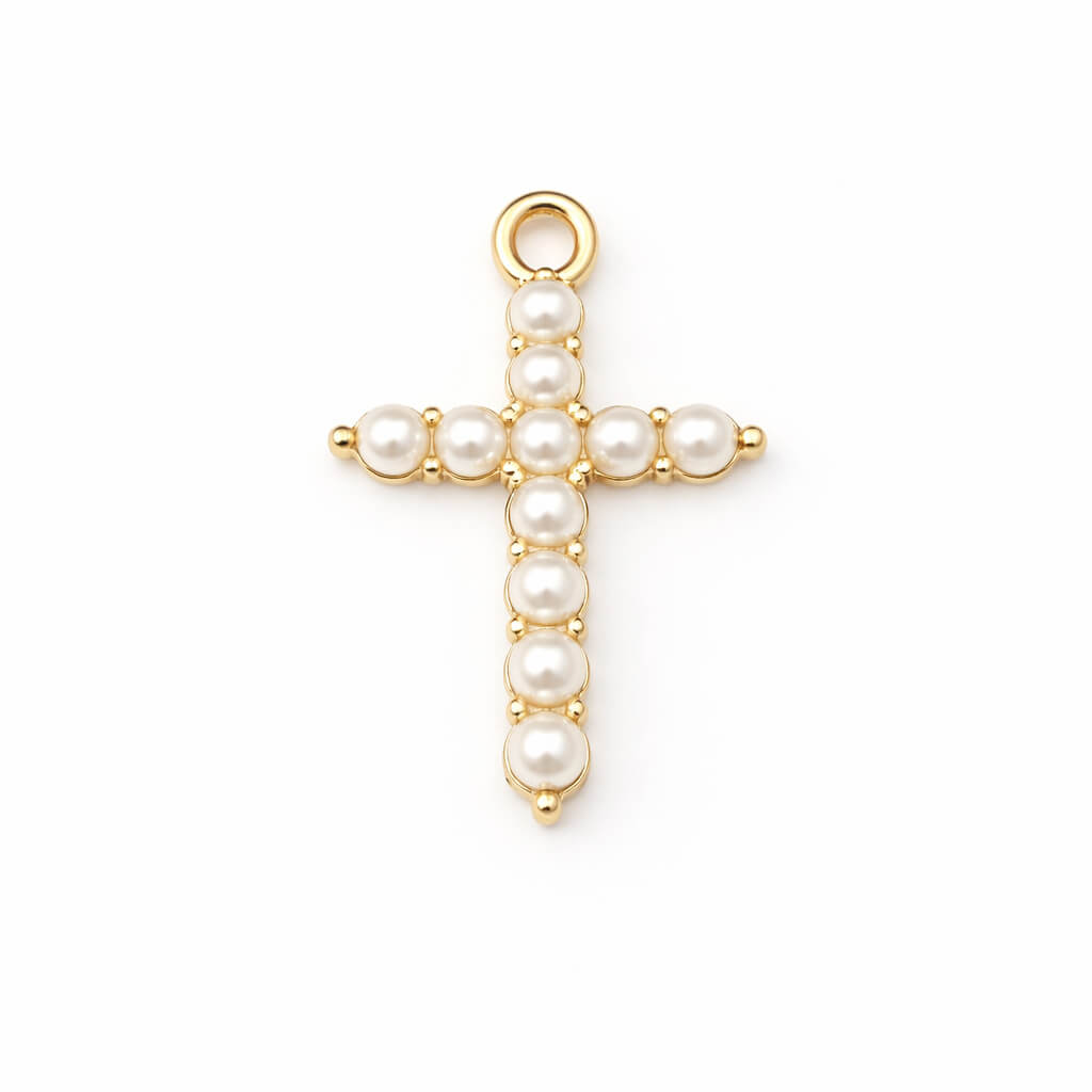 Pearl Cross Charm